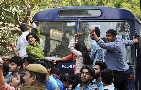 The President-elect along with his supporters subsequently went to the Vasant Kunj Police Station and lodged a complaint