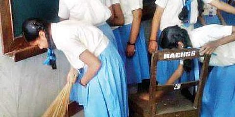 The HM noted the school had no conservancy worker for doing the chores.