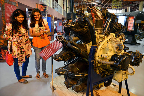 People observing some of the machinery used to build the first aeroplane (Pic: Pushkar V)