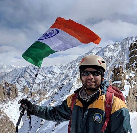 Tukaram with the Indian flag | (Pic: Amgoth Tukaram)