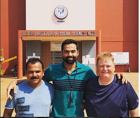 Jena (left) with Abhay Deol (middle) | (Pic: Rudrakesh Jena)