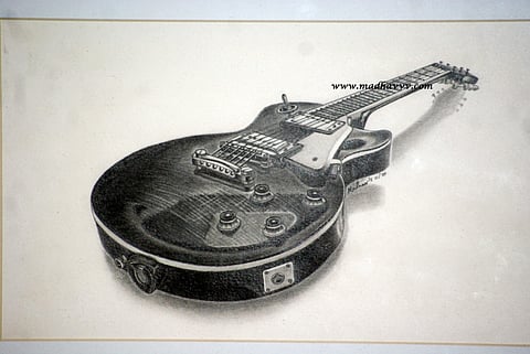 Guitar that he sketched | (Pic: Venu Madhav Vodnala)