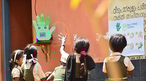 Pepe installed at the Kerala school near the washbasins| Pic: AMMACHI Labs