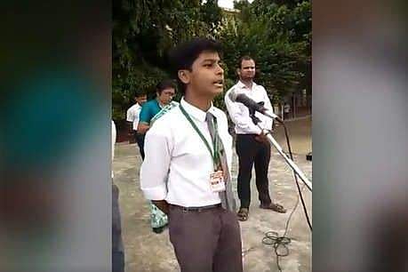 Ayush delivering his speech