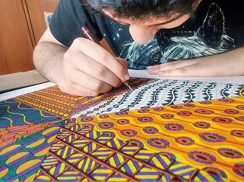 Ayush creating a piece of art at Sense Kaleidoscopes (Pics: Anima Nair)