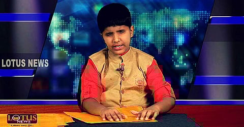 Sriramanujam T used braille scripts to read the news (Pic: Lotus News)