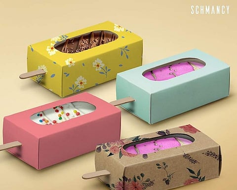 Boxes customised for popsicles at Schmancy| Pic: Schmancy