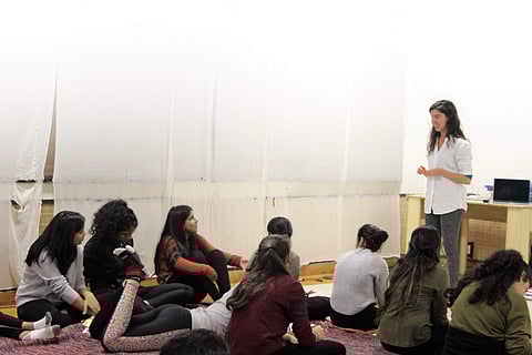 Ariana at a training session for students of class IX