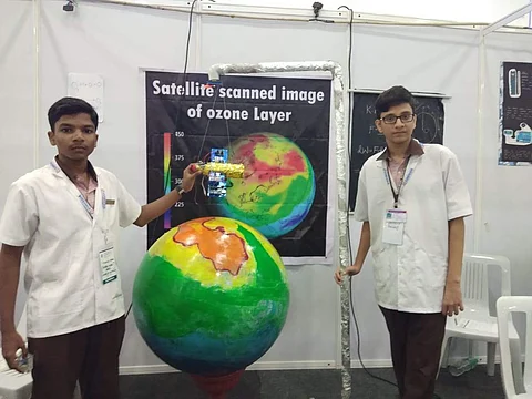 T Mohamed Nadhim and M Pratham Peshwani at the CODISSIA exhibition