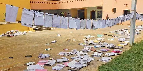 Shree Sharadamba Vidyaniketan School when the lake breached (Pic: Express)