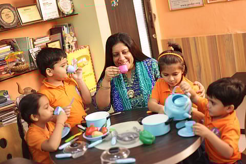 Swati with kids from Podar Jumbo Kids (Pic: Podar Education Network)
