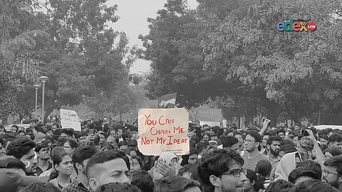 The JNU students during their protests (Pic: JNUSU/Edexlive)