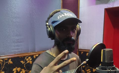 The rapper during a recording session