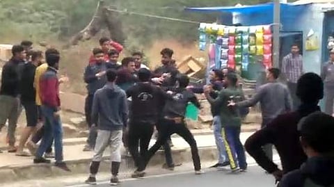 A screengrab shows the student being attacked at Godavari Dhaba (Pic: Video from JNUSU)