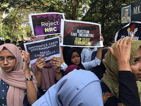 The students began to march from their classrooms at 10 AM