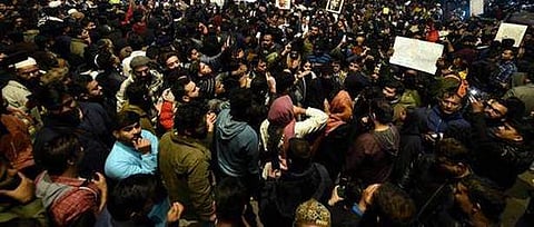A scene from a protest in New Delhi| Pic: Twitter
