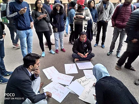 Scene from the protest march at IIT Delhi  | Pic: IITD student council