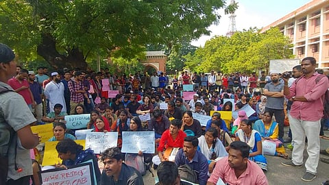 Scene from protests at Madras University| Pic: Madras Univ students