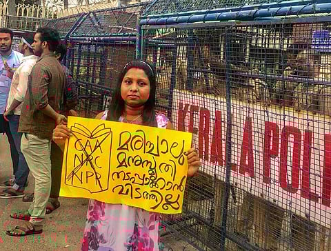 Dhanya joined the protests organised by students in Kochi