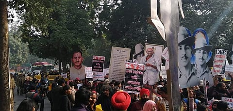 Scene from the protest at Jamia Millia Islamia (Pic: Jamia students)