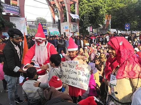 Protest at Jamia Millia Islamia on December 25| Pic: JCC