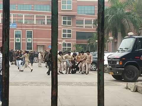 Students in Delhi University protesting