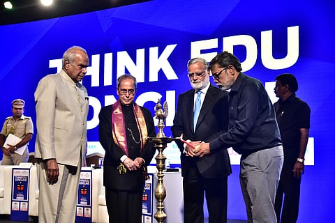 The Governor inaugurated the conclave and shared the stage with the Former President Pranab Mukherjee (Pic: Express/P Jawahar)