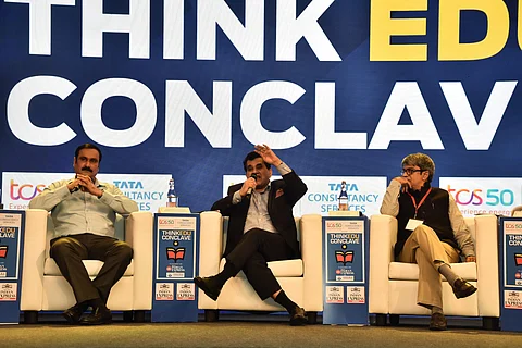 Anbumani Ramadoss. Amitabh Kant and Shanker Aiyyar on stage. PC: Ashwin Prasath