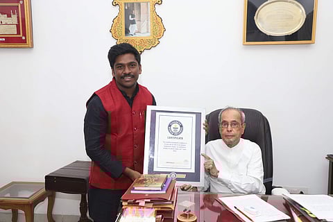 Venkatesh with former President Pranab Mukherjee | (Pic: Gattem Venkatesh)