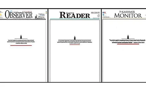 Newspapers run blank front pages in Kashmir to protest 'denial' of govt ads to two dailies
