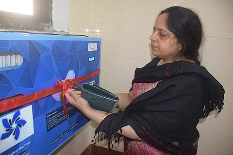 Inauguration of one of the sanitary napkin vending machine (Pic: IIT Roorkee)