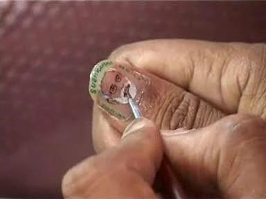 Micro artist Rakesh Shah paints on his nail greetings for Narendra Modi back in 2014  (Pic:ANI)