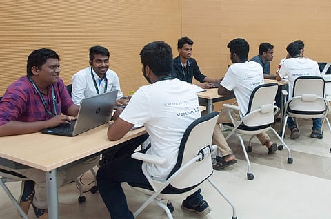 College students demonstrating their coding skills during the Community Conference at IIT-Madras on April 2, 2019 (Pic courtesy: GUVI)