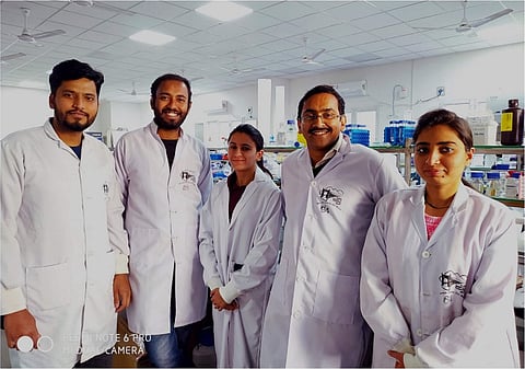 Dr Prosenjit Mondal (second from right), Assistant Professor, School of Basic Sciences, IIT Mandi along with research scholars (Pic: IIT Mandi)