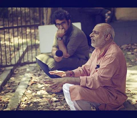 Darpan Bajaj while shooting an interview for Maharajin documentary
