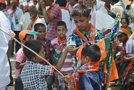 As it is the summer holiday for schools, children are free and they land in the clutches of political leaders (Pic: Express)