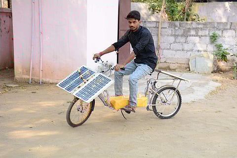Sai Teja with his three-in-one bicycle | (Pic: Siripuram Sai Teja)