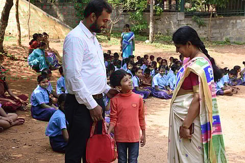 Adyath on the first day of school