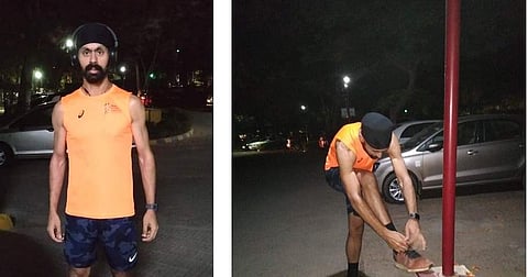 What is more inspiring that Sundeep is not just running 21.1 km a day. He is also attending office (Pic: Sundeep)