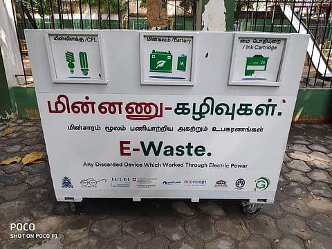 The e-waste bin set up in Children's Park, Alagesan Road