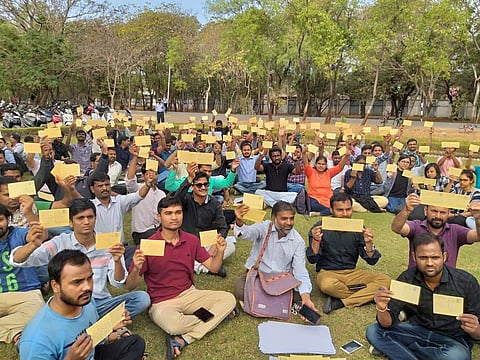 The researchers during the protest (pic: Facebook)