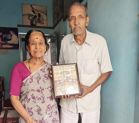 Professor R G Sangoram with his wife Rajamani C E at their residence in Bengaluru