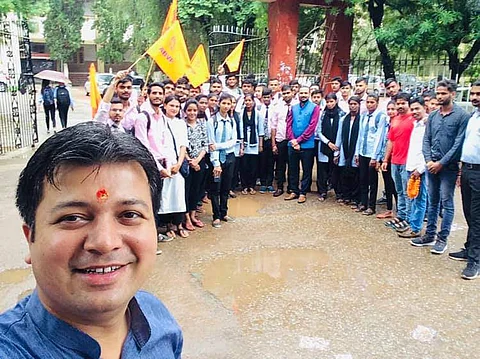 ABVP National General Secretary Ashish Chauhan With the students of Dr Shyama Prasad Mukherjee University, Ranchi