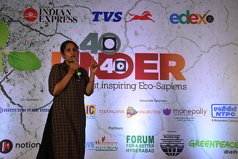 Kaajal Maheshwari speaking at Edex's 40 under 40 eco-conclave (Pic: TNIE)