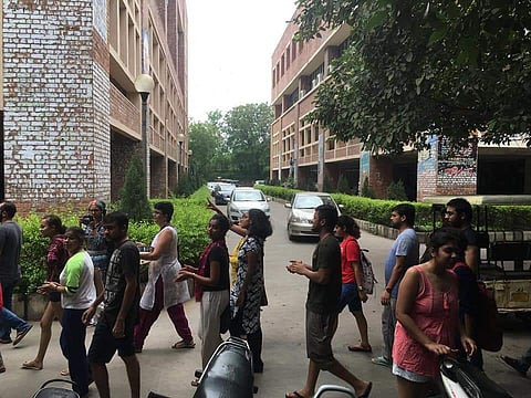 JNU students marching across the campus