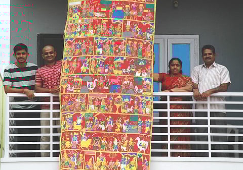 The 25-feet long Cheriyal scroll painting | (Pic: S Senbagapandiyan)