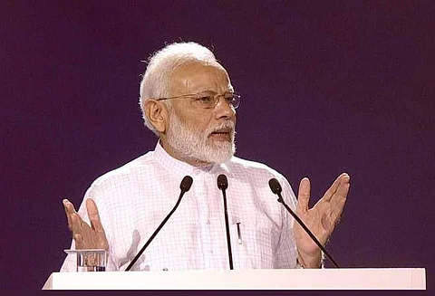 PM Narendra Modi speaking at the event in New Delhi on Thursday