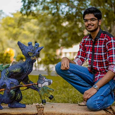 Aswin with one of his thermocol models | Pic: Aswin Manikandan