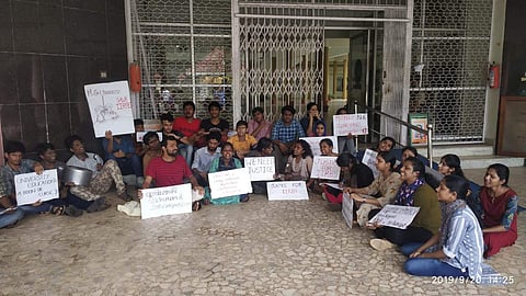 Students of IIRBS striking