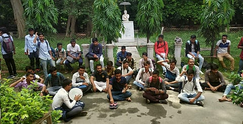 The protesting students on campus (Pic: Vishwanath)